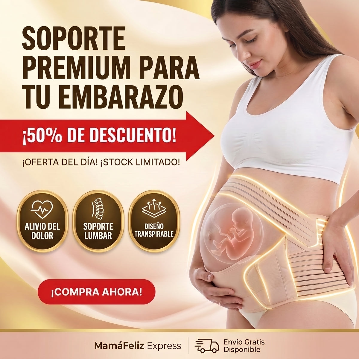 MomCare™ | Faja Maternal Ergonómica de Alto Soporte